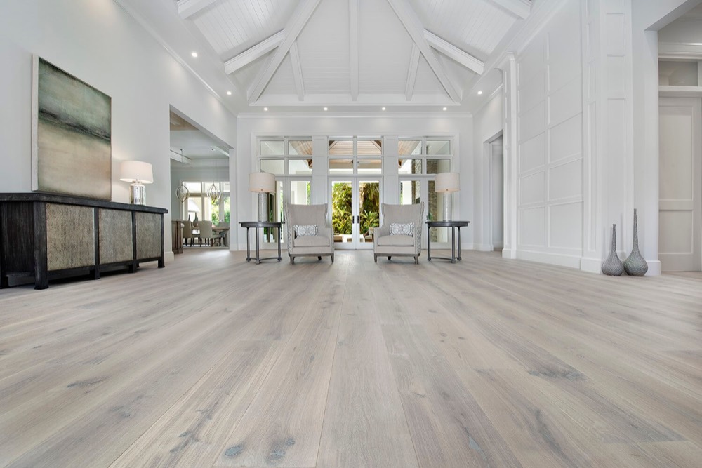Wide plank white oak floor by Elite Hardwood Flooring